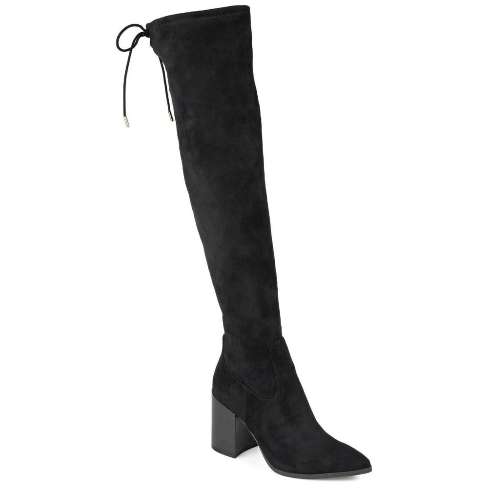 Journee Collection Black Over-the-Knee Block Heel Boots